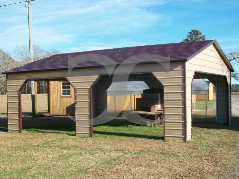 Carport | Boxed Eave Roof | 24W x 26L x 9H | Pavilion Carport with Side Entry Carport | Boxed Eave Roof | 24W x 26L x 9H | Pavilion Carport with Side Entry