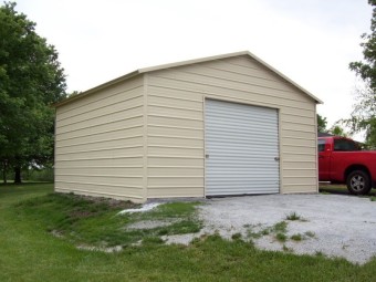 Garage | Boxed Eave Roof | 18W x 21L x 9H | 1-Car Steel Garage