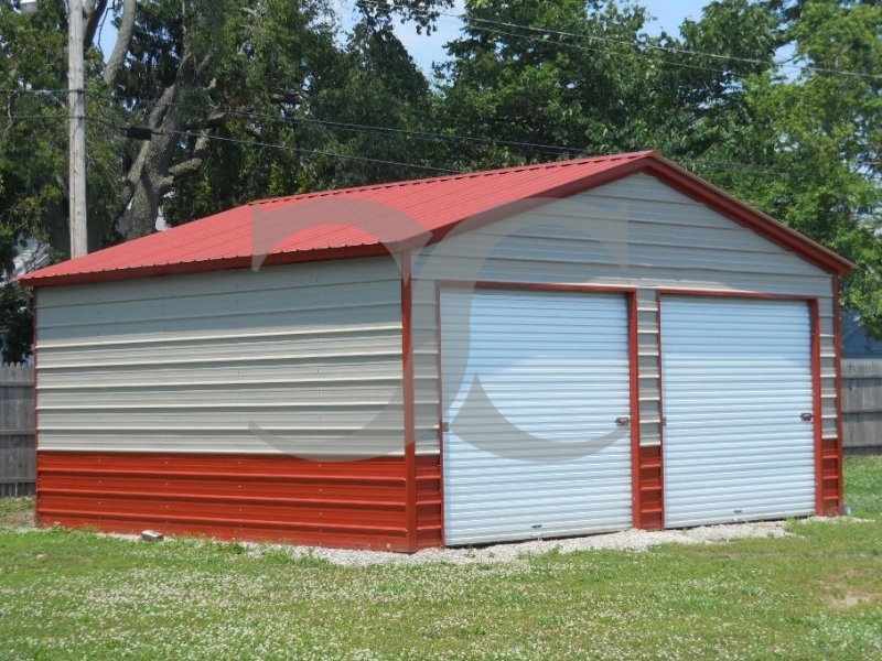 Garage | Vertical Roof | 20W x 21L x 9H | 2-Car Steel Garage Garage | Vertical Roof | 20W x 21L x 9H | 2-Car Steel Garage