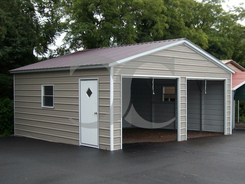 2-Bay Garage | Vertical Roof | 18W x 21L x 7H |  Enclosed Garage 2-Bay Garage | Vertical Roof | 18W x 21L x 7H |  Enclosed Garage