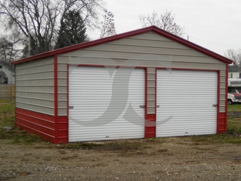2-Bay Garage | Vertical Roof | 20W x 21L x 9H |  Metal Garage 2-Bay Garage | Vertical Roof | 20W x 21L x 9H |  Metal Garage