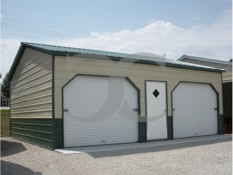 Side Entry Metal Garage | Vertical Roof | 22W x 26L x 9H | 2-Car Side Entry Metal Garage | Vertical Roof | 22W x 26L x 9H | 2-Car