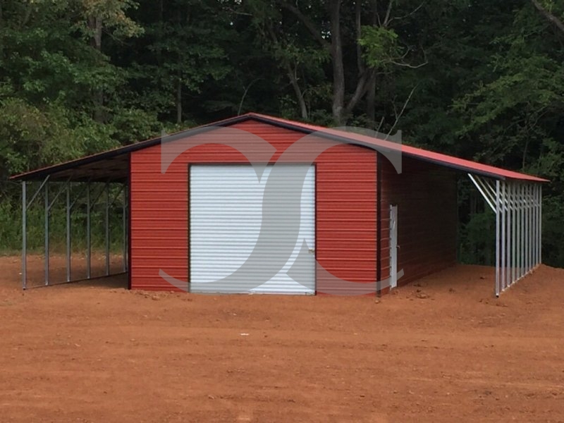 Metal Garage with Lean-tos | Vertical Roof | 24W x 51L x 11H | Metal Shed Metal Garage with Lean-tos | Vertical Roof | 24W x 51L x 11H | Metal Shed